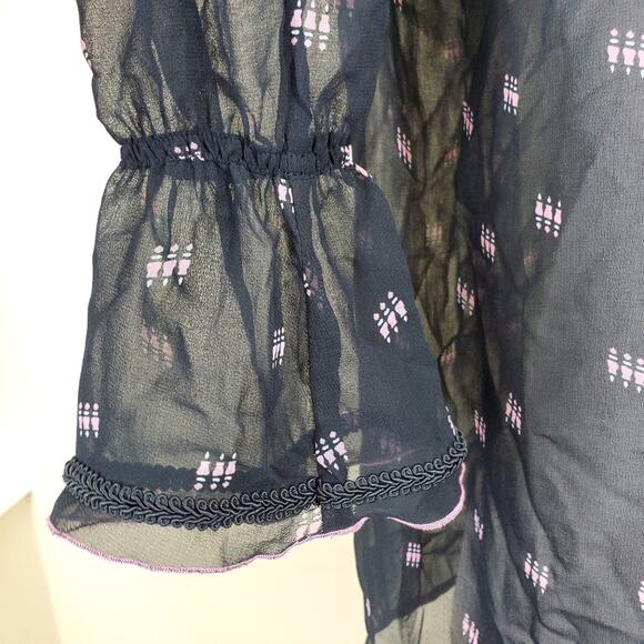 Maje Black Litea Printed Voile Blouse Size S - Picture 4 of 12